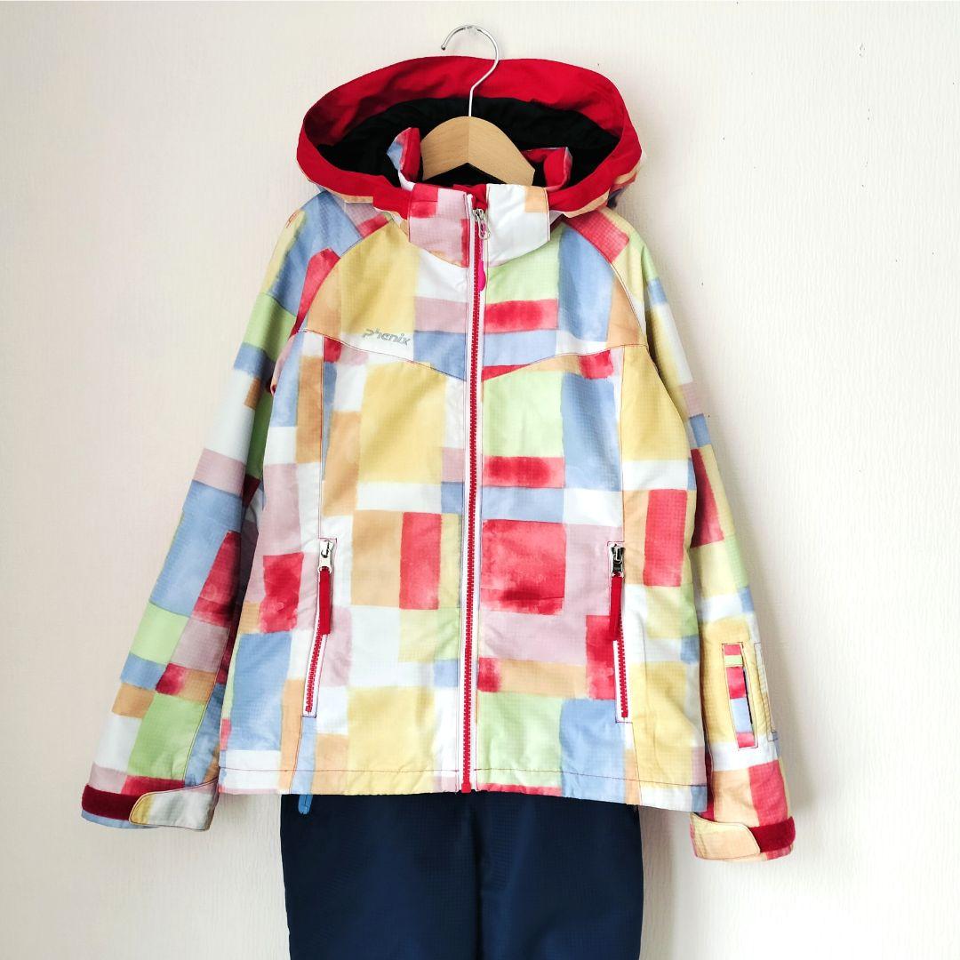 美品☆Phenixスキーウェア女の子140 130 上下 パステルブロック×紺
