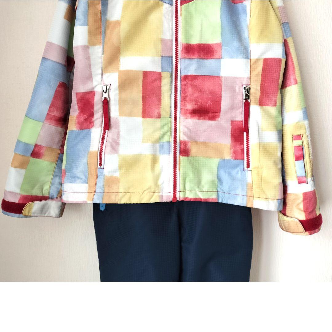 美品☆Phenixスキーウェア女の子140 130 上下 パステルブロック×紺