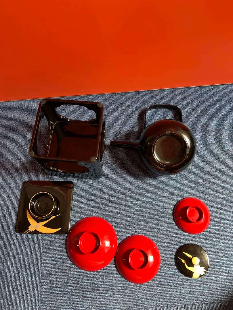 1122 屠蘇器　輪島型　四ツ揃　千羽鶴　金彩　未使用