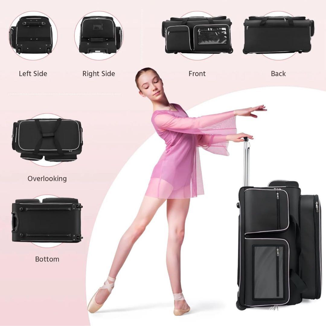 ダンスバッグ ガーメントラック 28インチ ブラック 衣類転がりダッフル