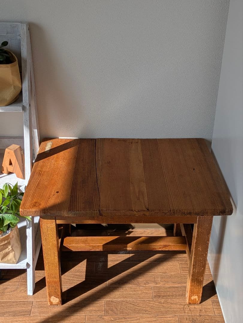 木製　作業台　テーブル　机　アンティーク　レトロ　古道具　スツール　椅子　イス