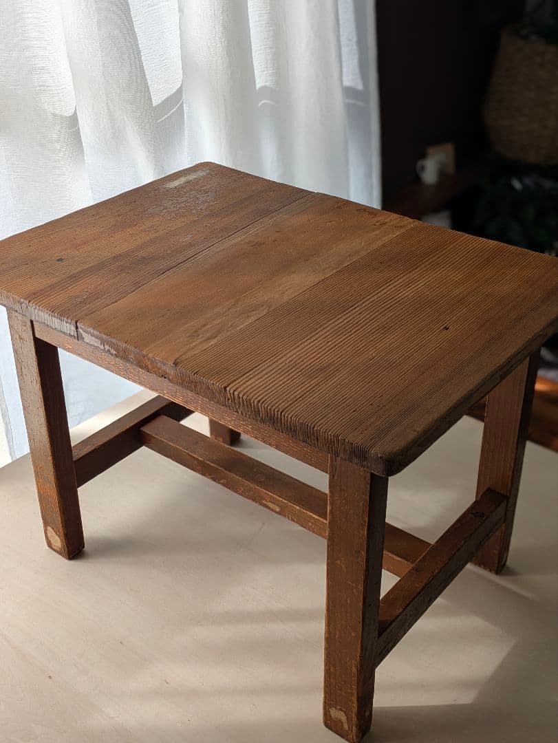 木製　作業台　テーブル　机　アンティーク　レトロ　古道具　スツール　椅子　イス