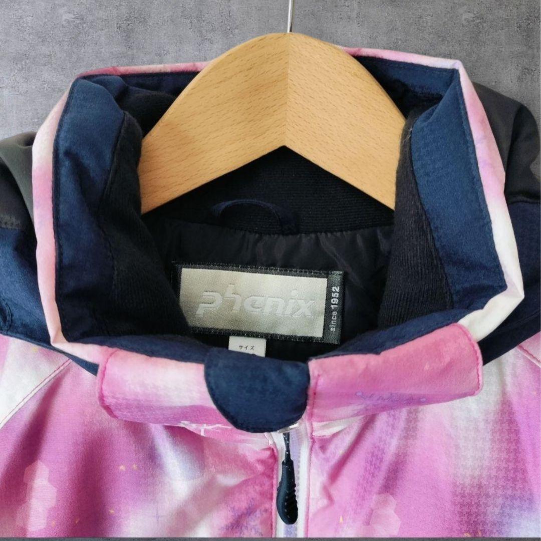 【極美品】Phenix スキーウェア 女の子 150 140 ピンク×紺 結晶柄