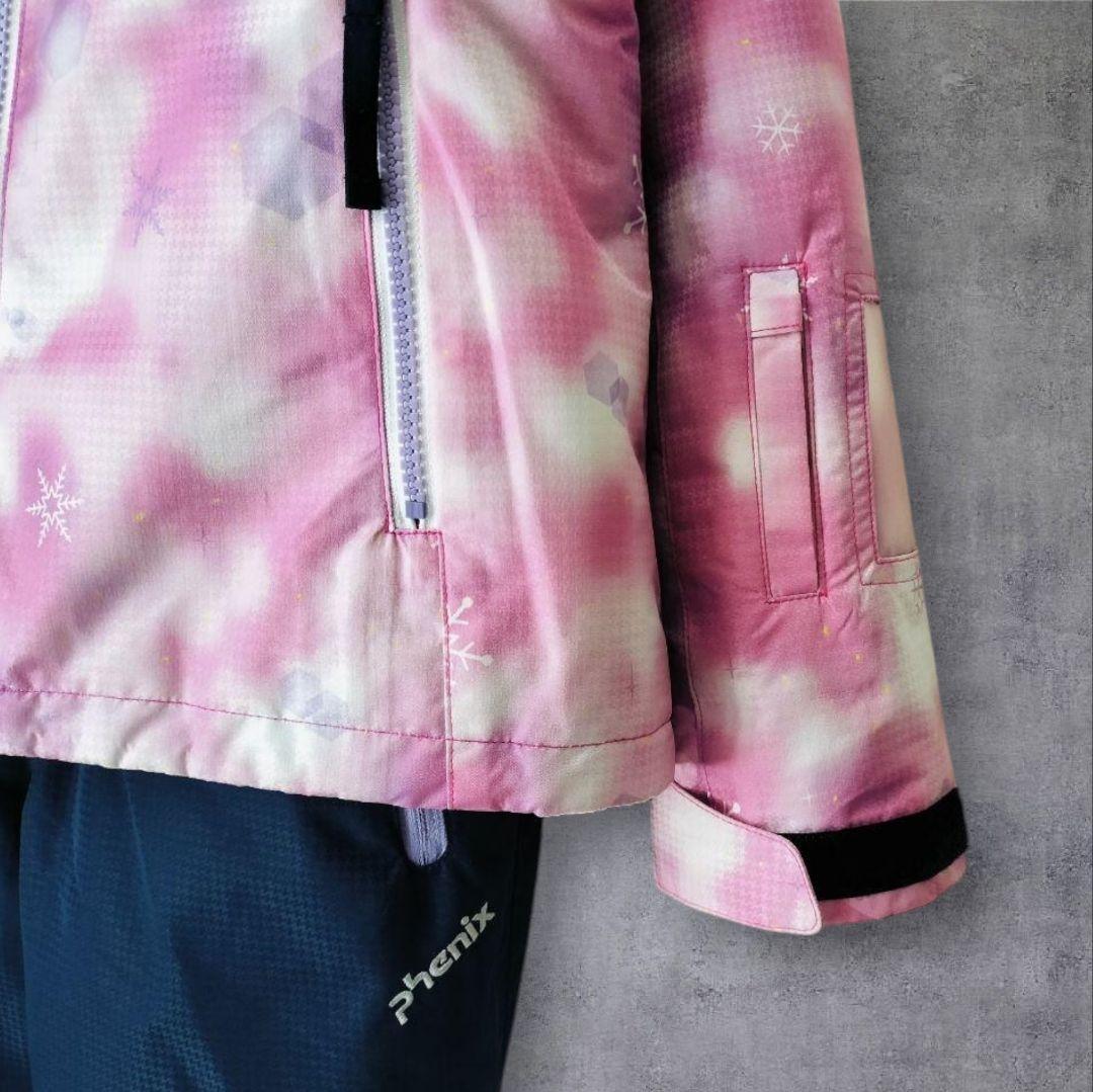 【極美品】Phenix スキーウェア 女の子 150 140 ピンク×紺 結晶柄