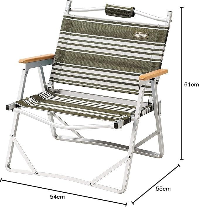 2台セット：コールマンファイヤープレイスフォールディングチェア オリーブボーダー
