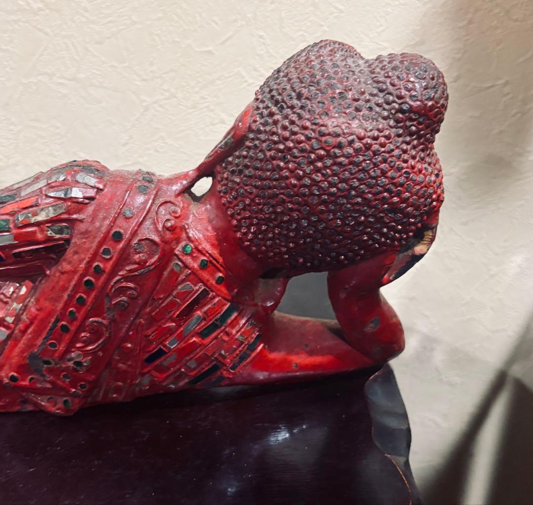 スリーピングブッタ　涅槃 釈迦如来 タイ購入 木彫り 仏像 仏教美術 骨董品