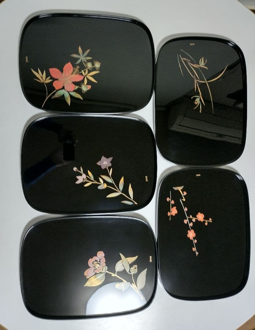 輪島塗　蒔絵絵変り　卓上膳　5客　作家もの