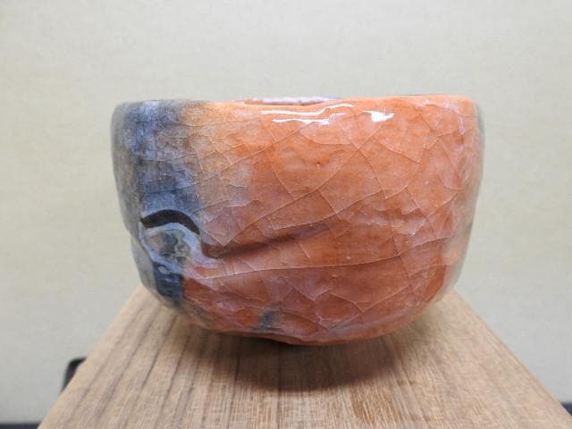 小川長楽　赤茶碗　淡々斎箱書　共箱　MA272