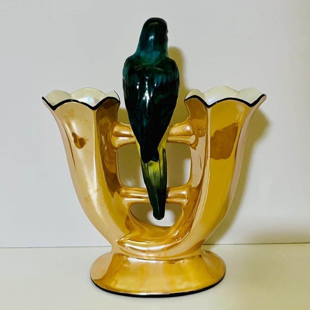 【オールドノリタケ/鳥/二輪挿し/花瓶】アールデコ/ラスター彩/フラワーベース