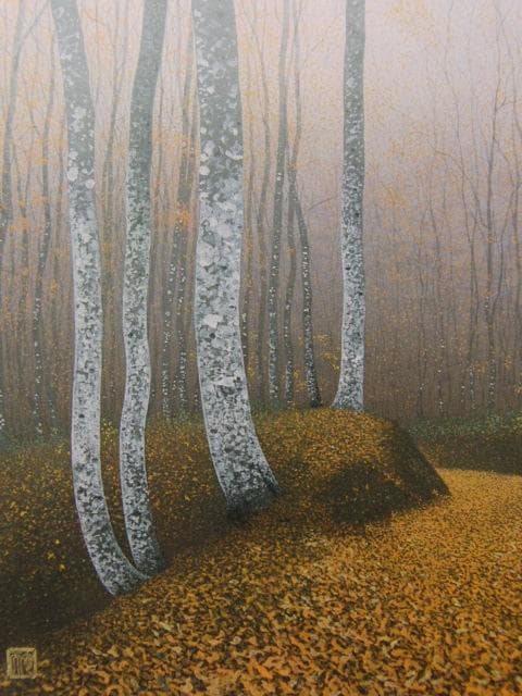 佐々木裕而、【秋聲】、希少な額装用画集より、新品額装付、状態良好