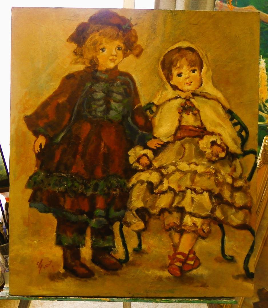 油絵　人形をこよなく愛し９８歳で天命を全うした画家　古川幸　作　ドール　F１０号