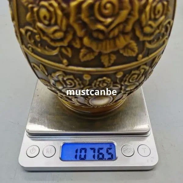 銅 細工 茶道具 浮彫り花開富貴銅缶 円形茶筒 客間 装飾品 工芸品 置物