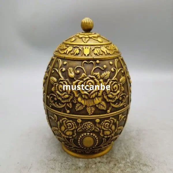 銅 細工 茶道具 浮彫り花開富貴銅缶 円形茶筒 客間 装飾品 工芸品 置物