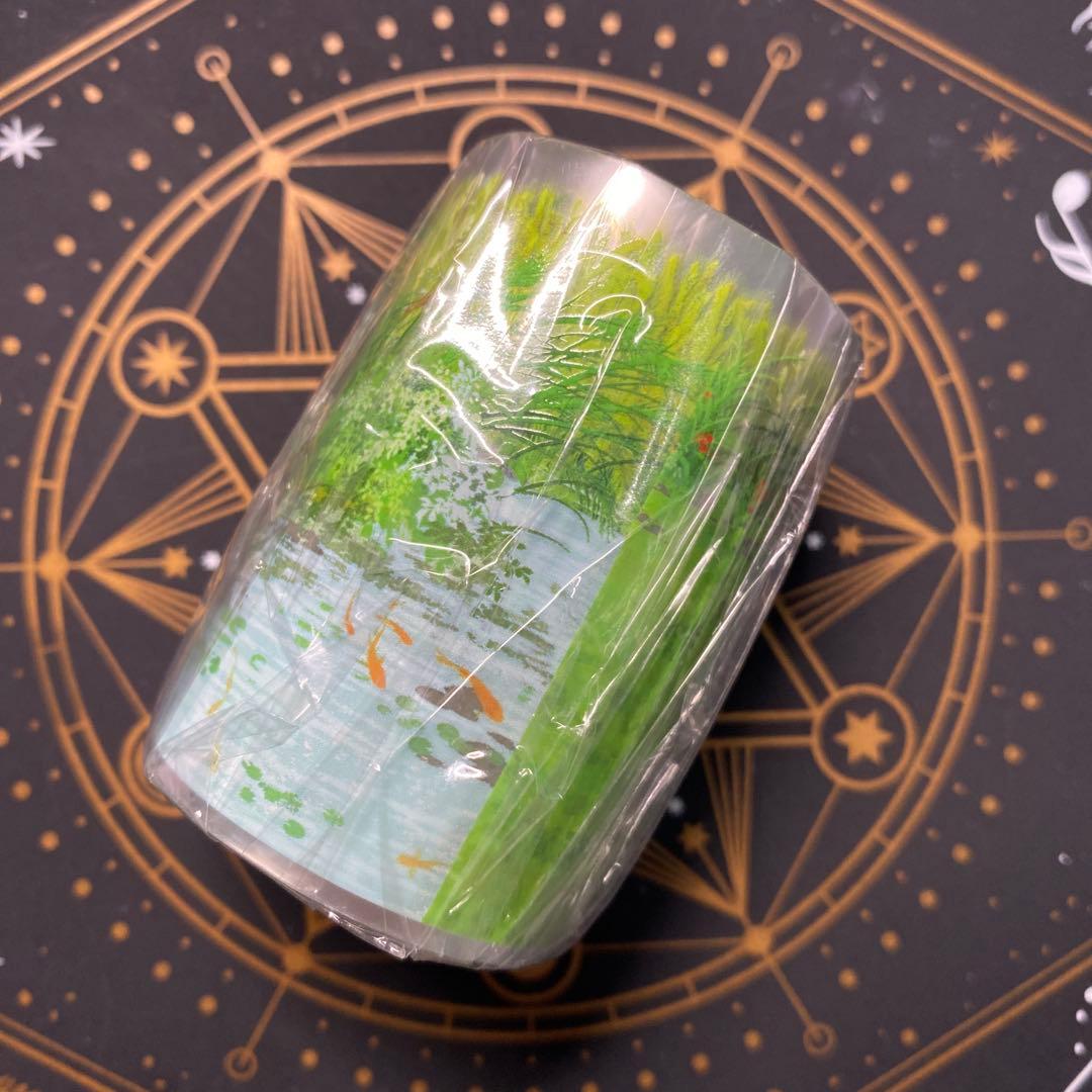 【9128】海外　マステ　5m巻　PETマスキングテープ池　金魚　芝生　自然景色