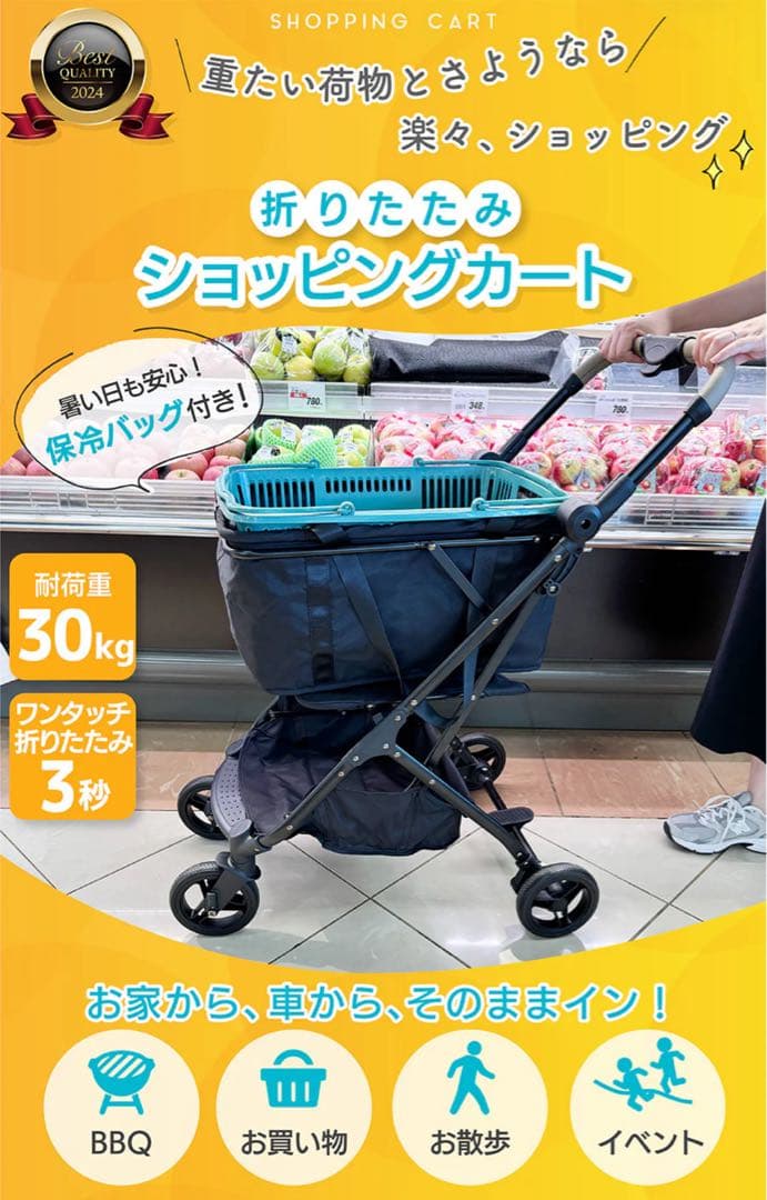 【美品】エコー　マイカート　ショッピングカート シルバーカー　保冷バッグ付き