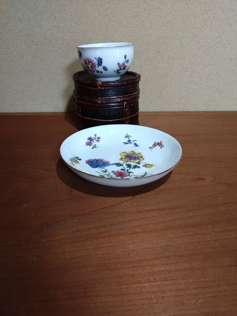 18世紀 オールドマイセン 色絵 花紋 カップ＆ソーサー 音色抜群