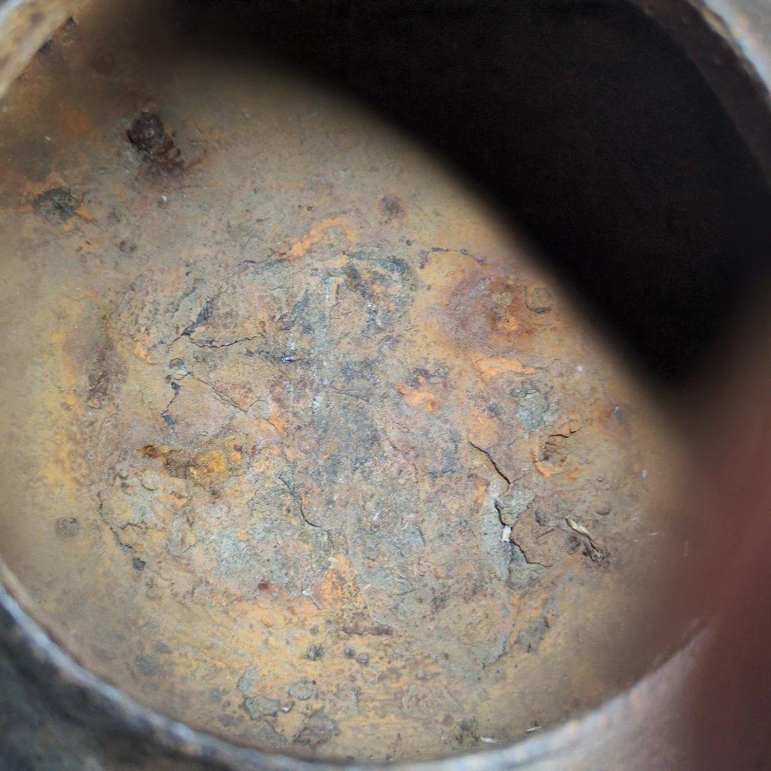 骨董　鉄瓶　茶道具　袋弦　 銀象嵌 侘び寂び　銀直し　古玩