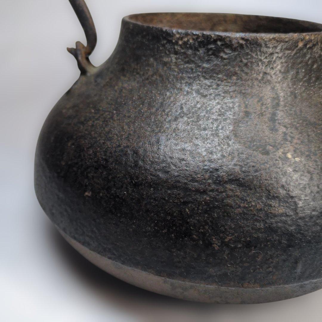 骨董　鉄瓶　茶道具　袋弦　 銀象嵌 侘び寂び　銀直し　古玩