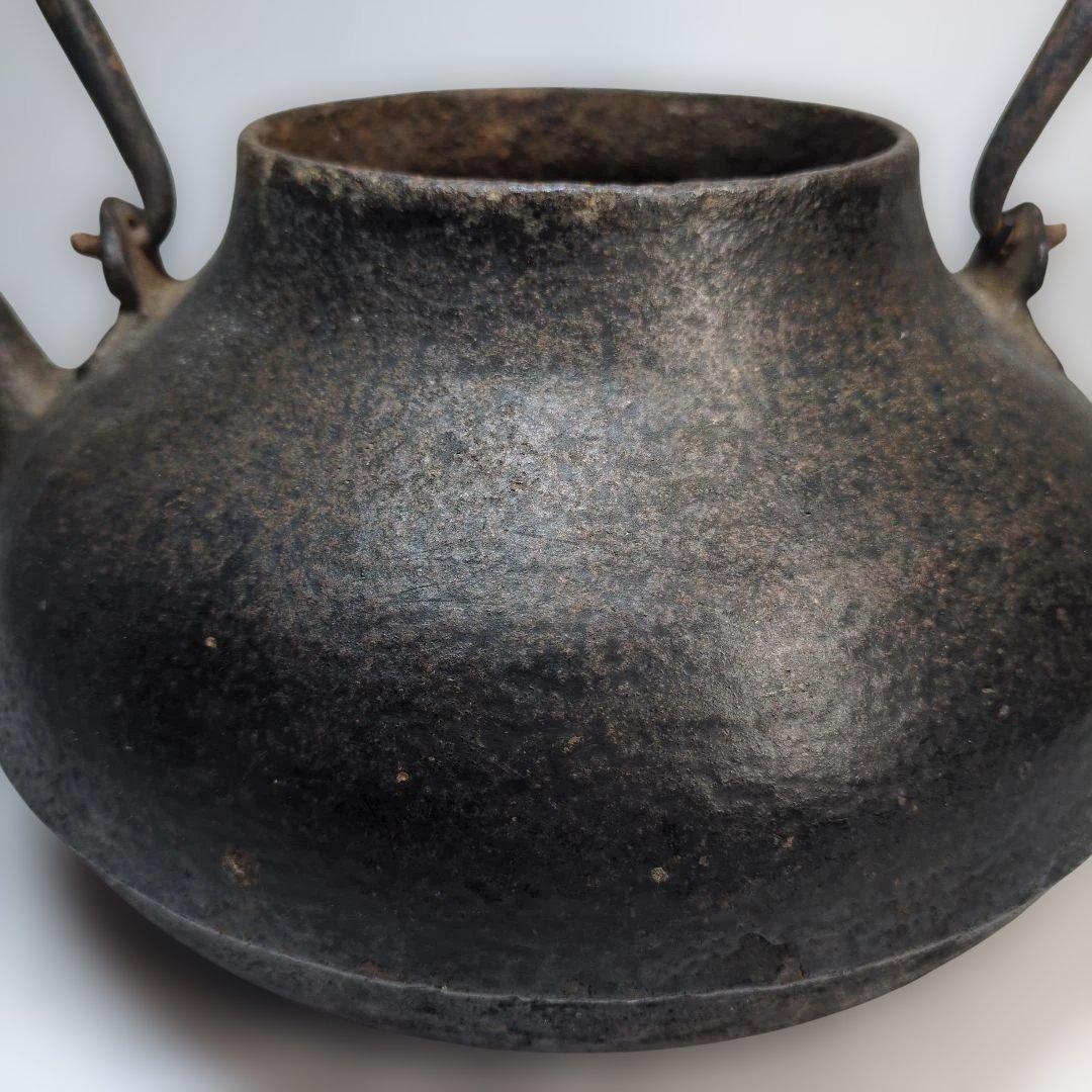 骨董　鉄瓶　茶道具　袋弦　 銀象嵌 侘び寂び　銀直し　古玩