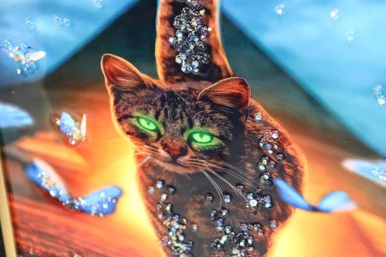 アートフレーム 黒猫 絵画 クリスタルピクチャー アートパネル