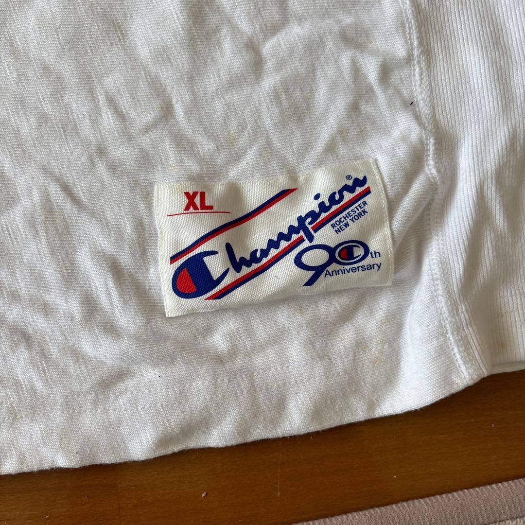 新品限定！チャンピオン90周年記念フットボール半袖TシャツX L/トリコロール