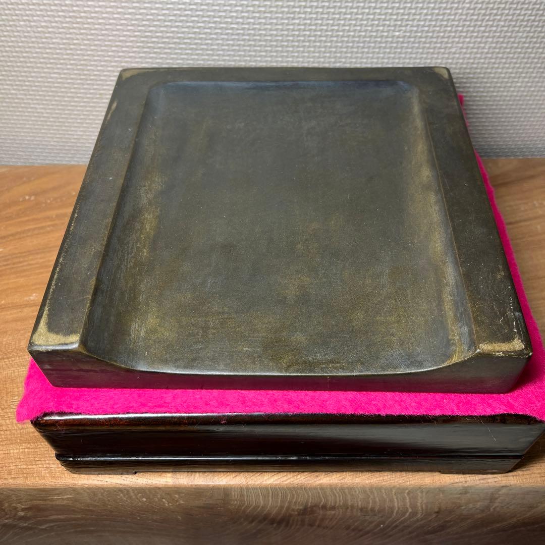 ⭕️澄泥硯　⭕️正方硯　中国　縁起の金運シンボル　ヒキガエル　色合い綺麗