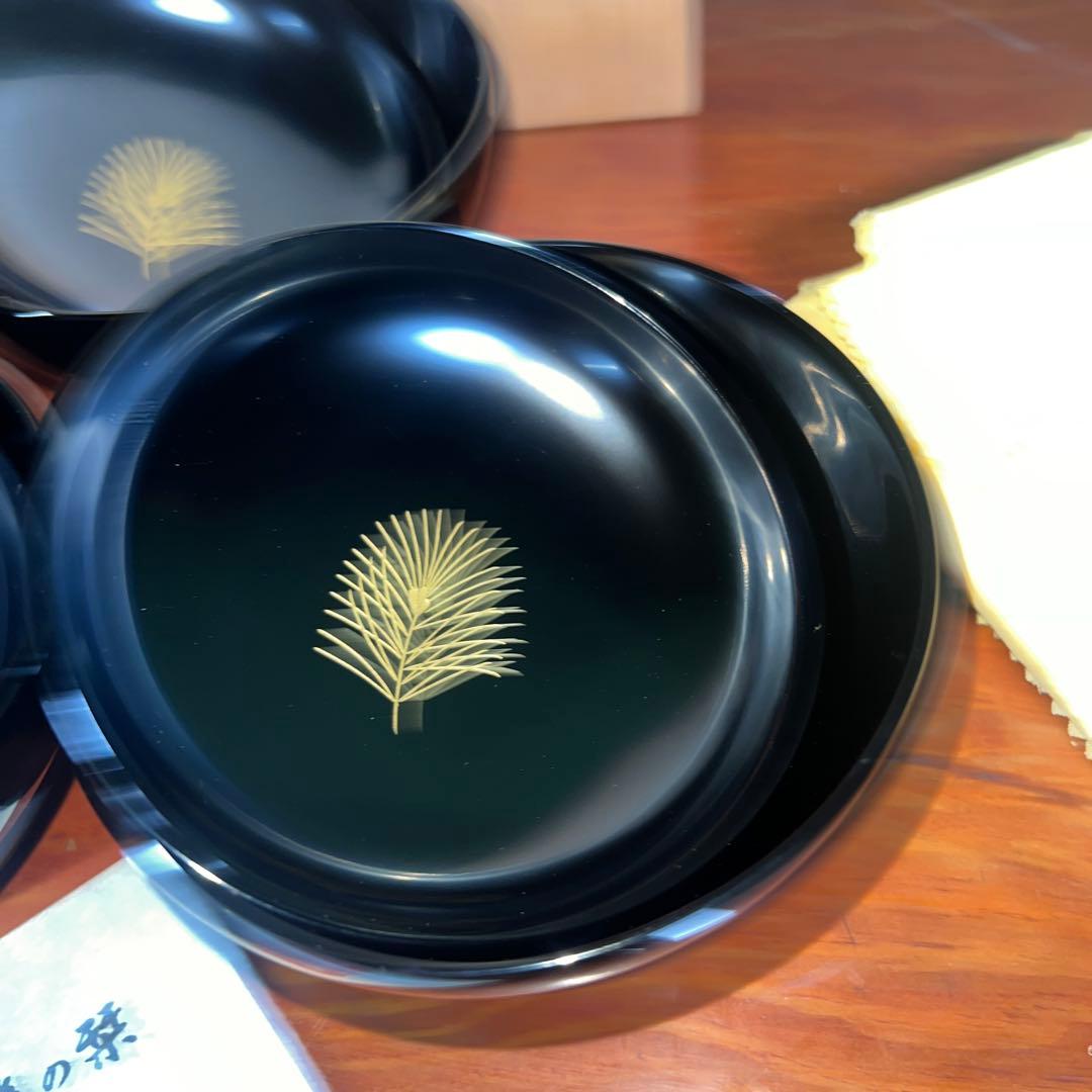 42未使用 高級輪島塗 わじま龍作 松沈金 吸物椀5客