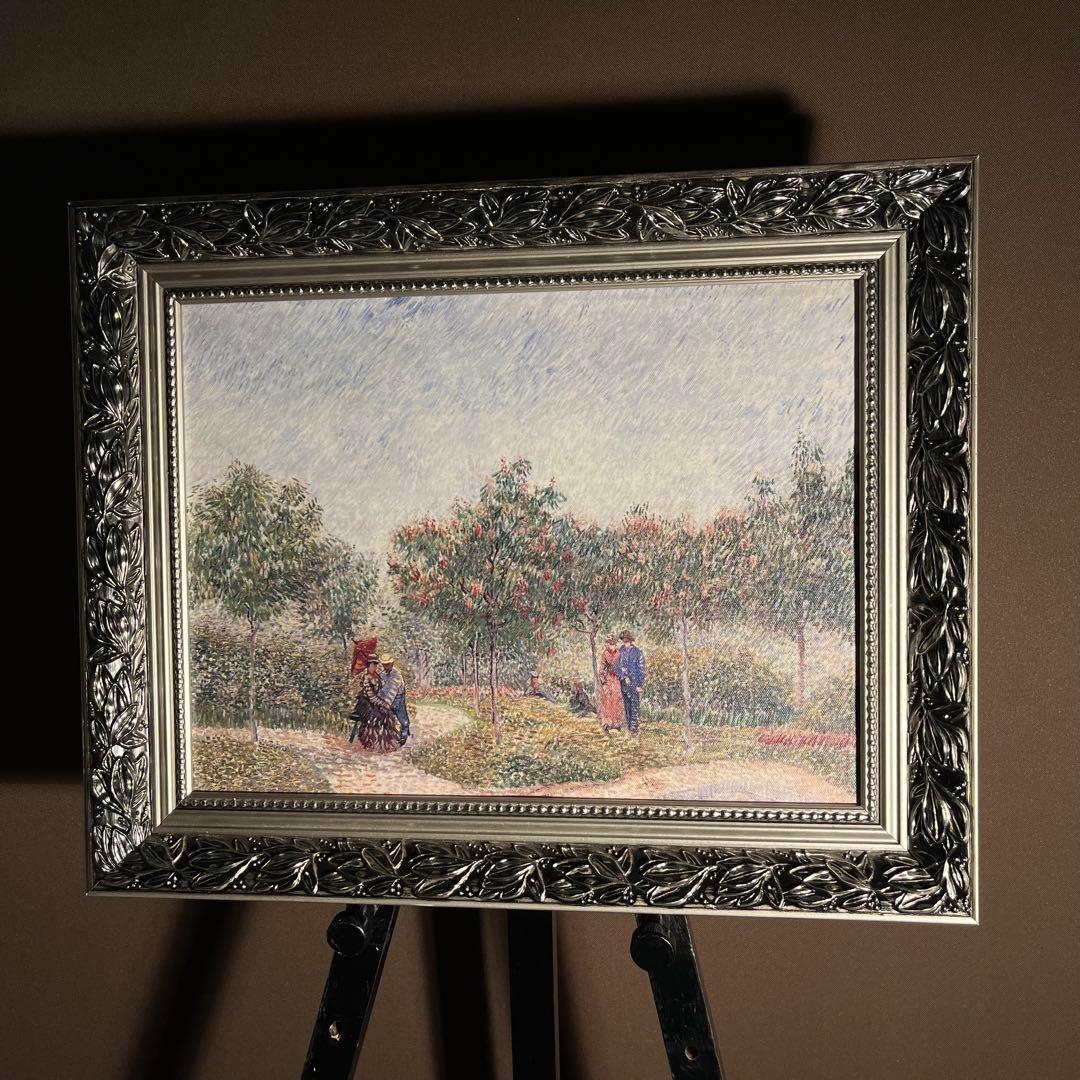 プリントアート ゴッホ サン・ピエール広場を散歩する恋人たち 額付き