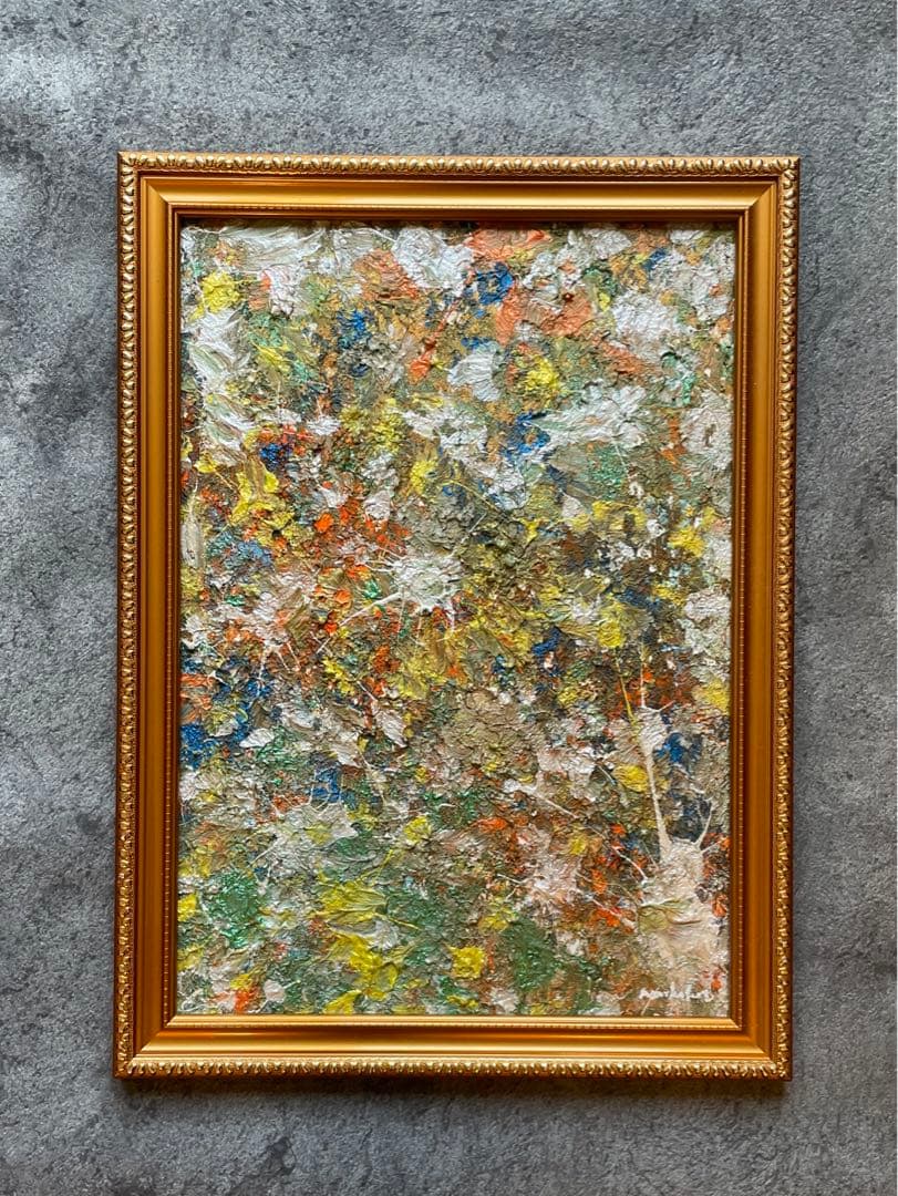 アクリル画　作者不明　ビンテージ