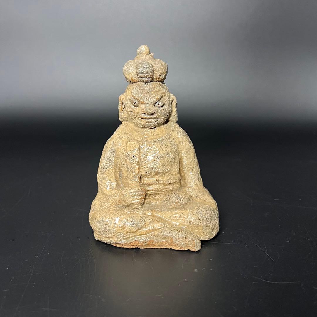 ◎古道具 庵々◎時代物 陶製 閻魔大王像 古陶 仏像 骨董品◎置物仏教美術古美術