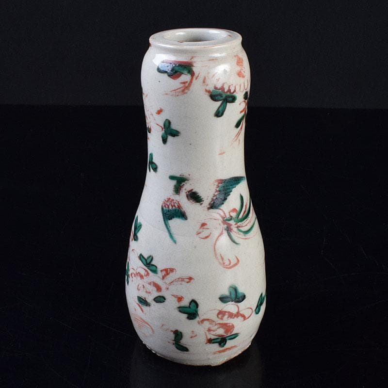 九谷焼　古九谷　赤絵花鳥文　花生　杓立　V　R9178