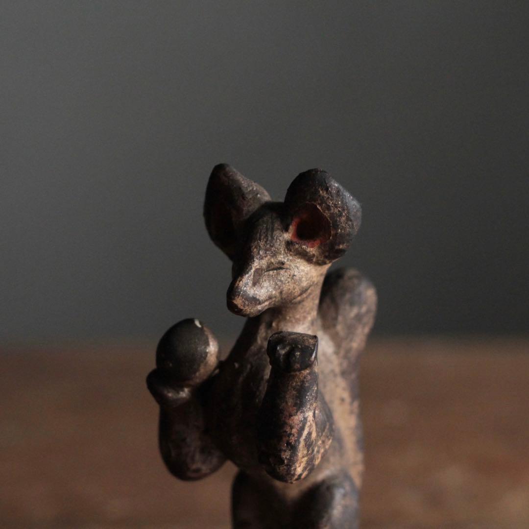 古い 土人形 お稲荷さん No.2 古道具 アンティーク オブジェ 狐