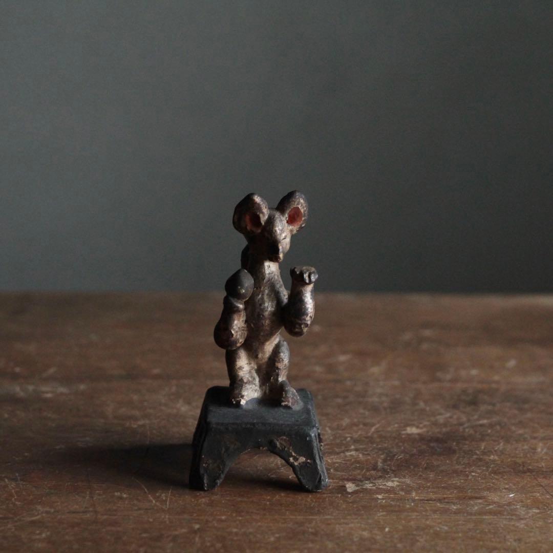 古い 土人形 お稲荷さん No.2 古道具 アンティーク オブジェ 狐