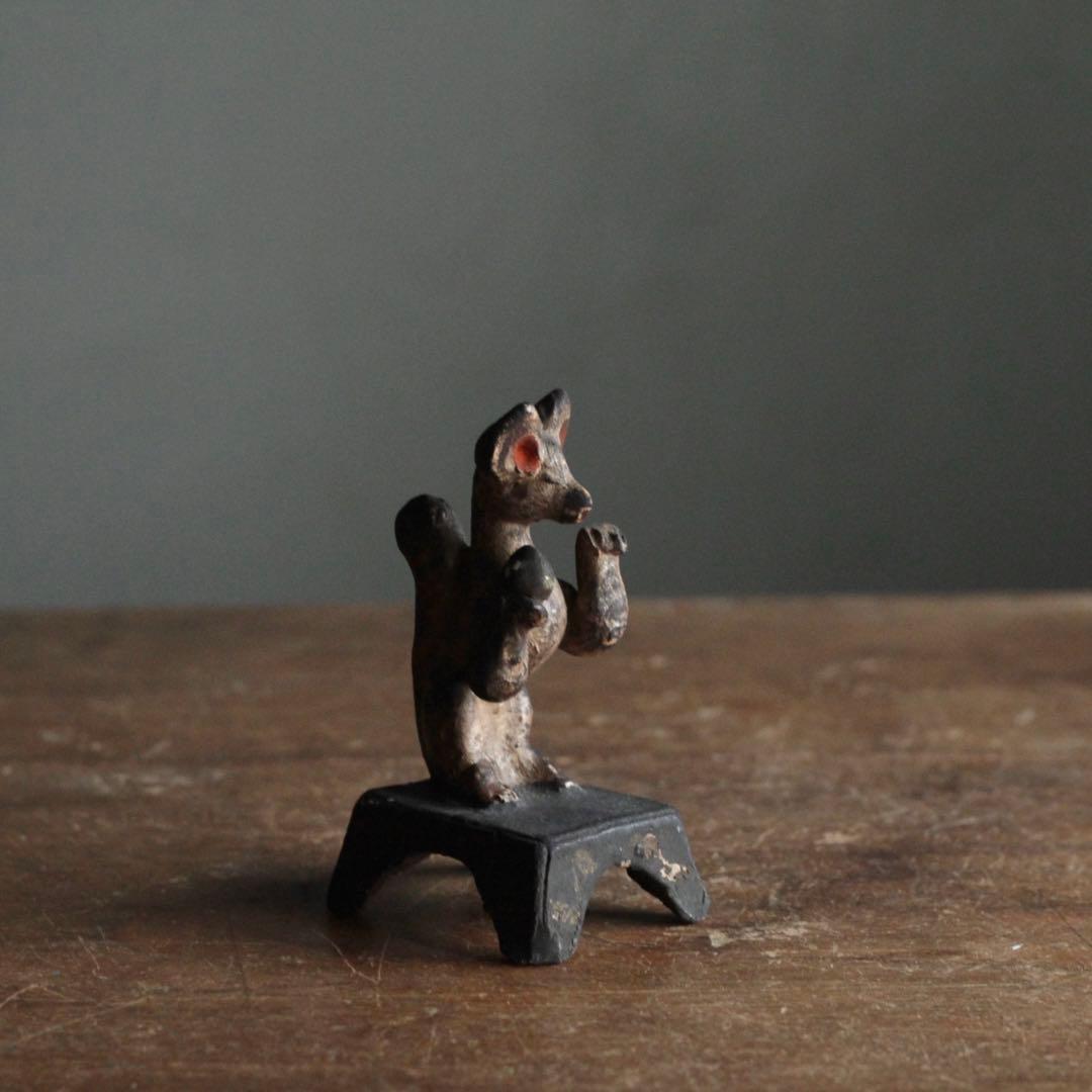 古い 土人形 お稲荷さん No.2 古道具 アンティーク オブジェ 狐