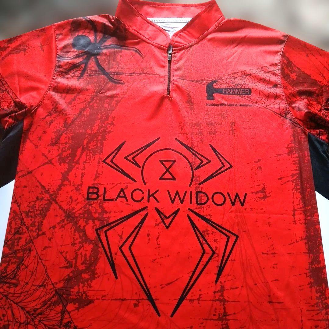 【大人気】ボウリングウェア　【XL】　ブラックウィドー　ハンマー　レッド　大きめ