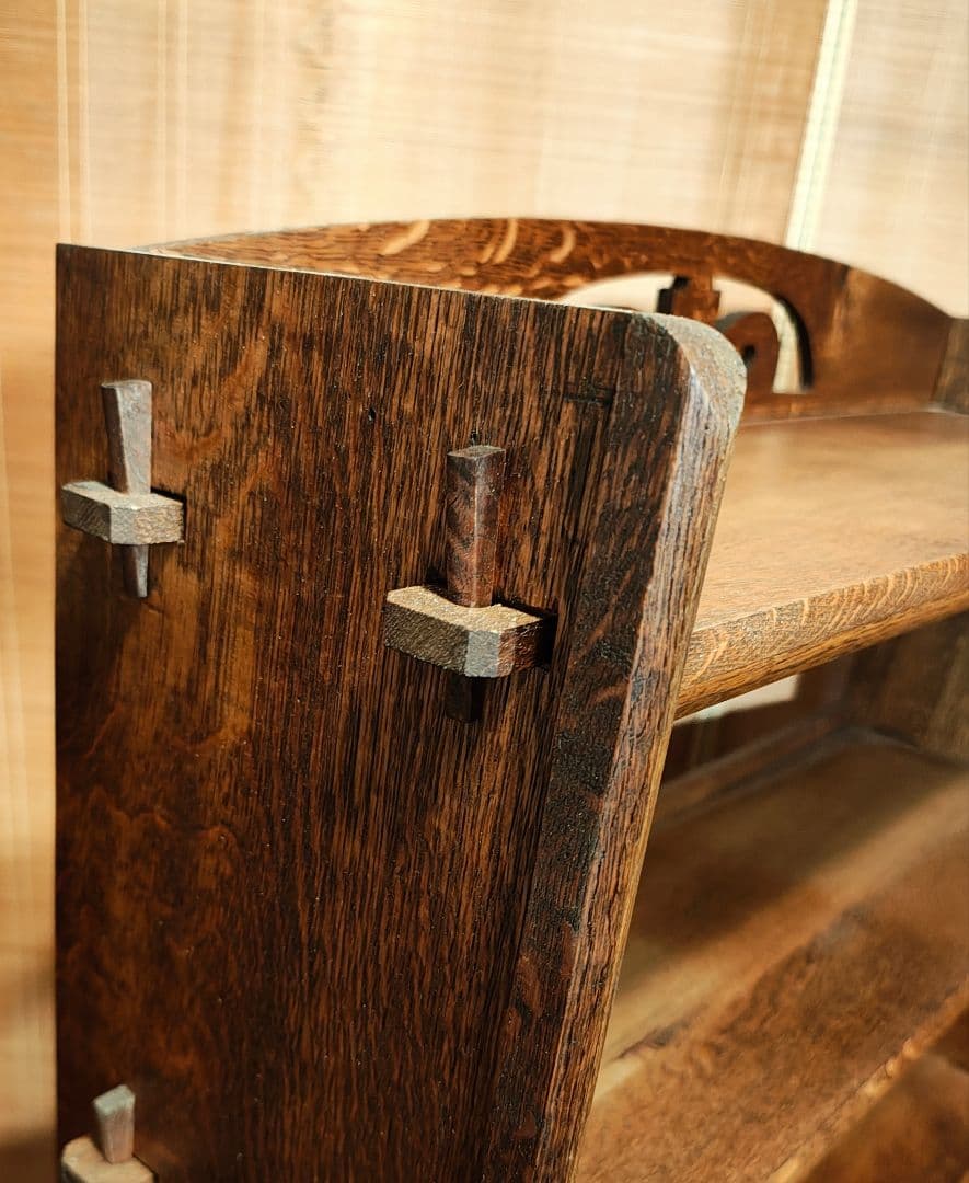 楔5段本棚　木製棚　オープンラック　昭和レトロ　古家具