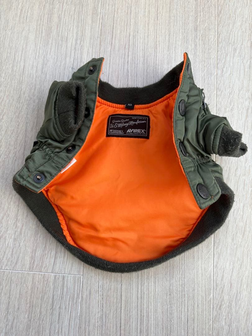 AVIREX 犬服 MA-1 定番のカーキ、ブラック2枚セット　XS