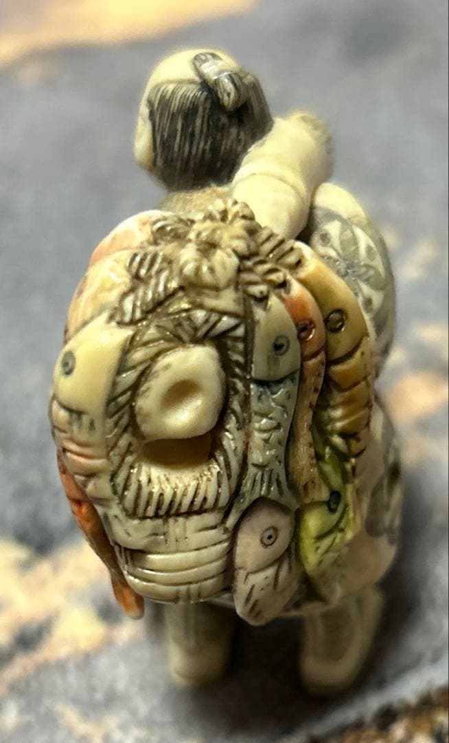 ナ*ラ様 時代物根付置物提げ物縁起物 漁師人物彫刻