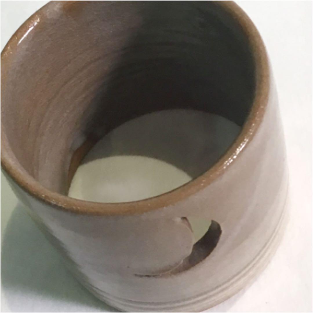 【茶道具】亀井味楽作　月透かし高取蓋置