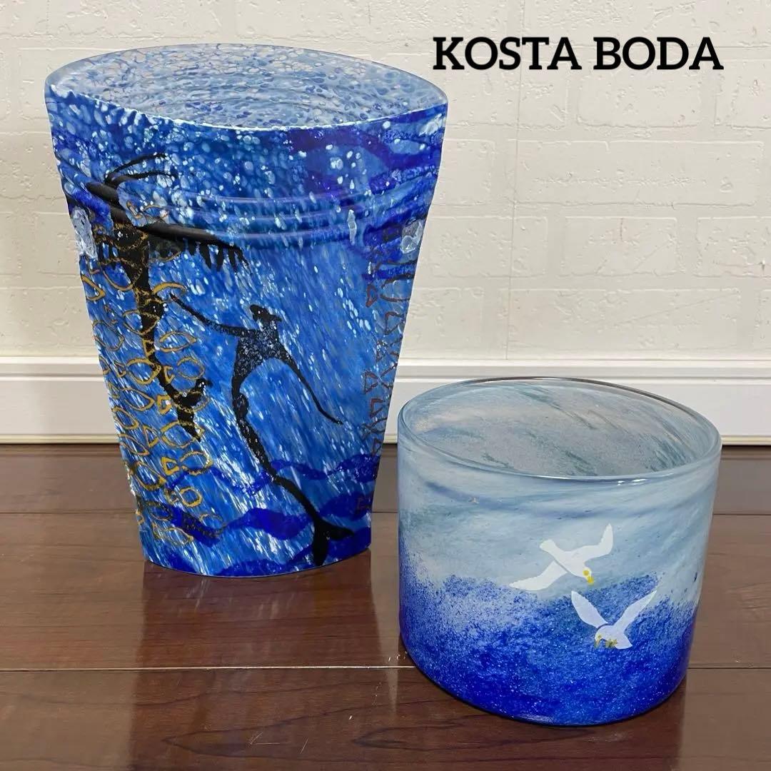kosta boda コスタボダ シェル エングマン　魚　鳥　置物　ボウル　2点