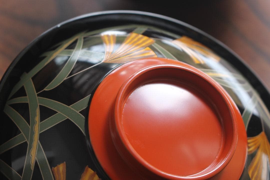 デッドストック！極上ススキ文に優美な内銀雁蒔絵の大椀2点（検輪島塗蒔絵椀雑煮椀