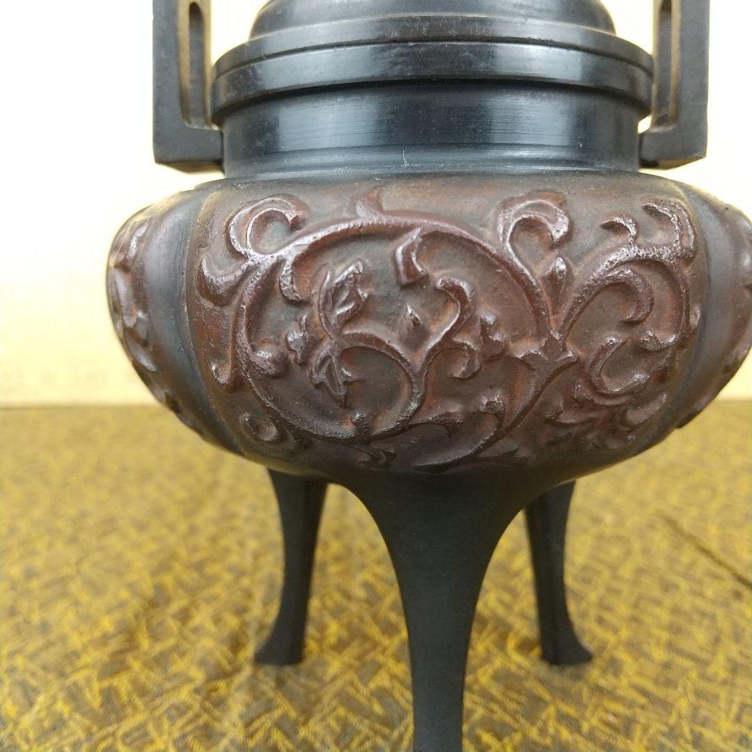 銅製獅子三足香炉