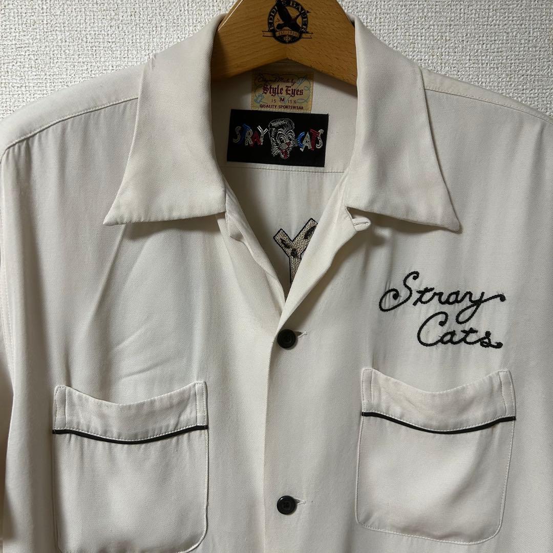 東洋 スタイルアイズ ストレイキャッツ ボウリングシャツ 希少なホワイトボディ