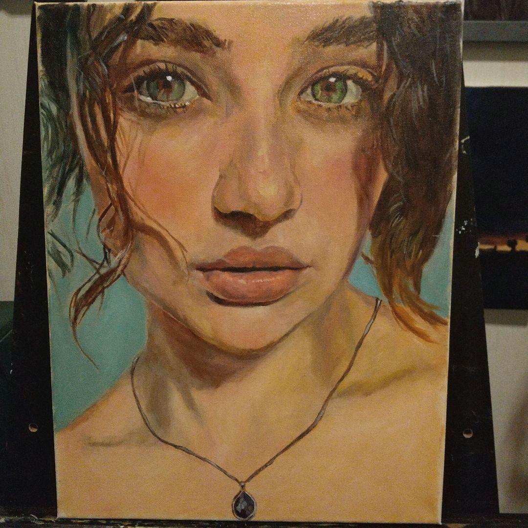 女性の肖像 油彩画 6号 F6 油絵 人物画#4
