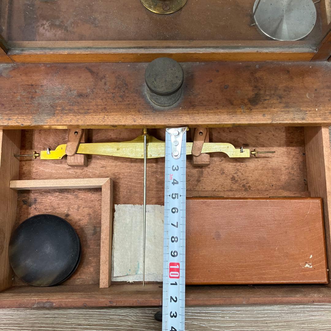 E-3 アンティーク 分析天秤 天秤ばかり 木製ガラスケース入り 精密秤