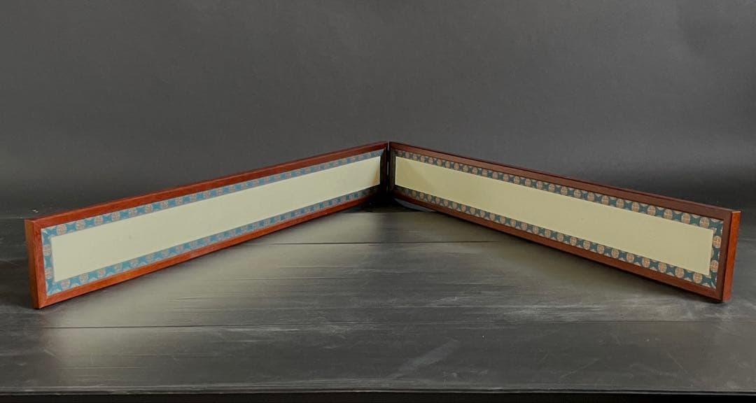 「母」 立礼 点茶盤 風炉先屏風 唐松 鳥の子 両面 四寸 紙箱 茶道具 （Ｂ）