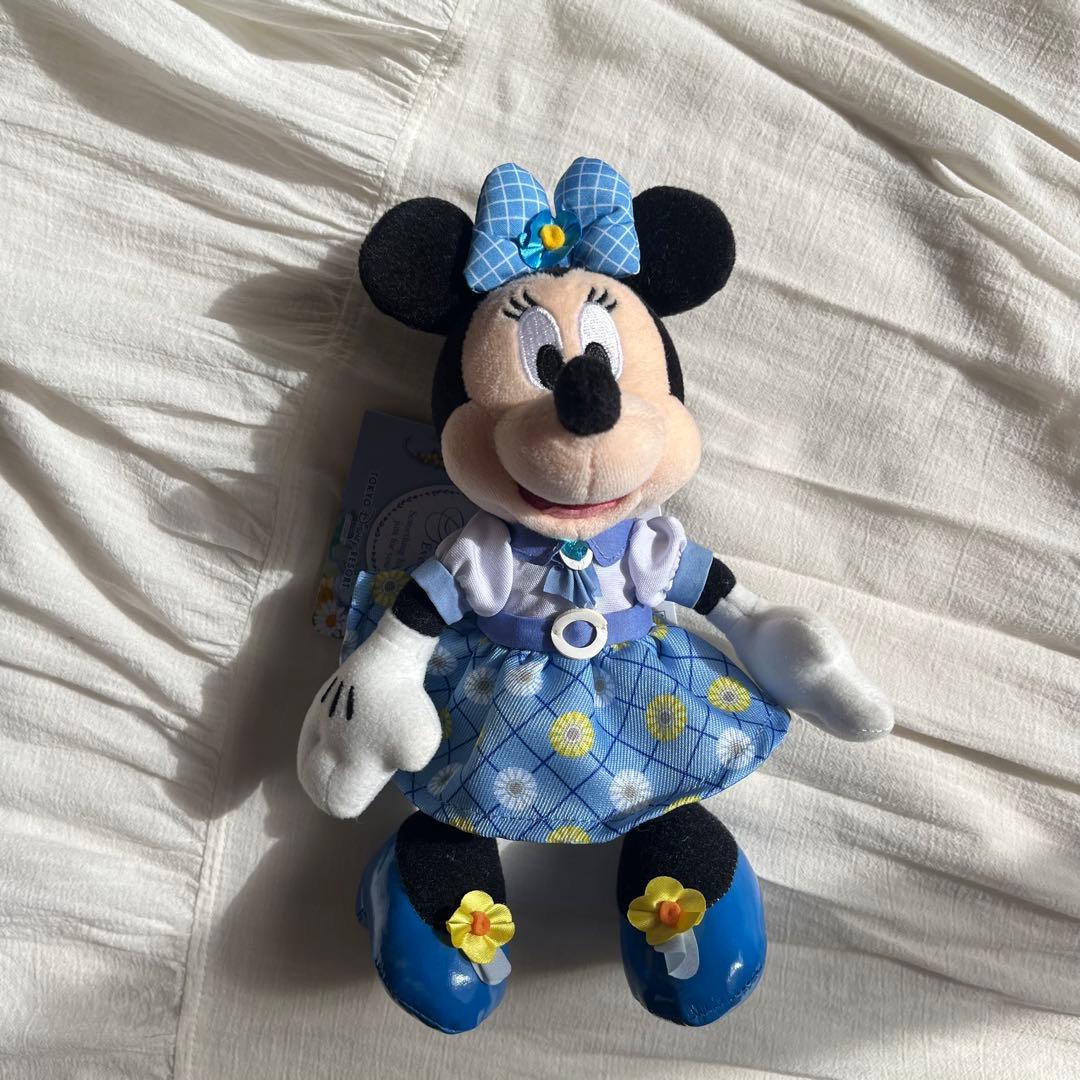 ミニーマウス 青いガーベラ ぬいぐるみチャーム