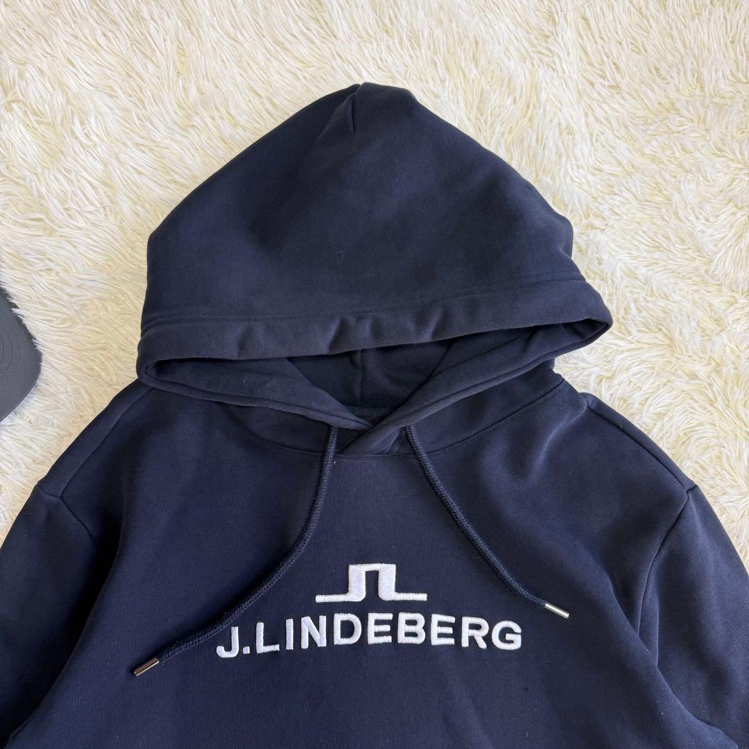 【ジェイリンドバーグ】美品 パーカー ネイビー 刺繍ロゴ Mサイズ メンズ