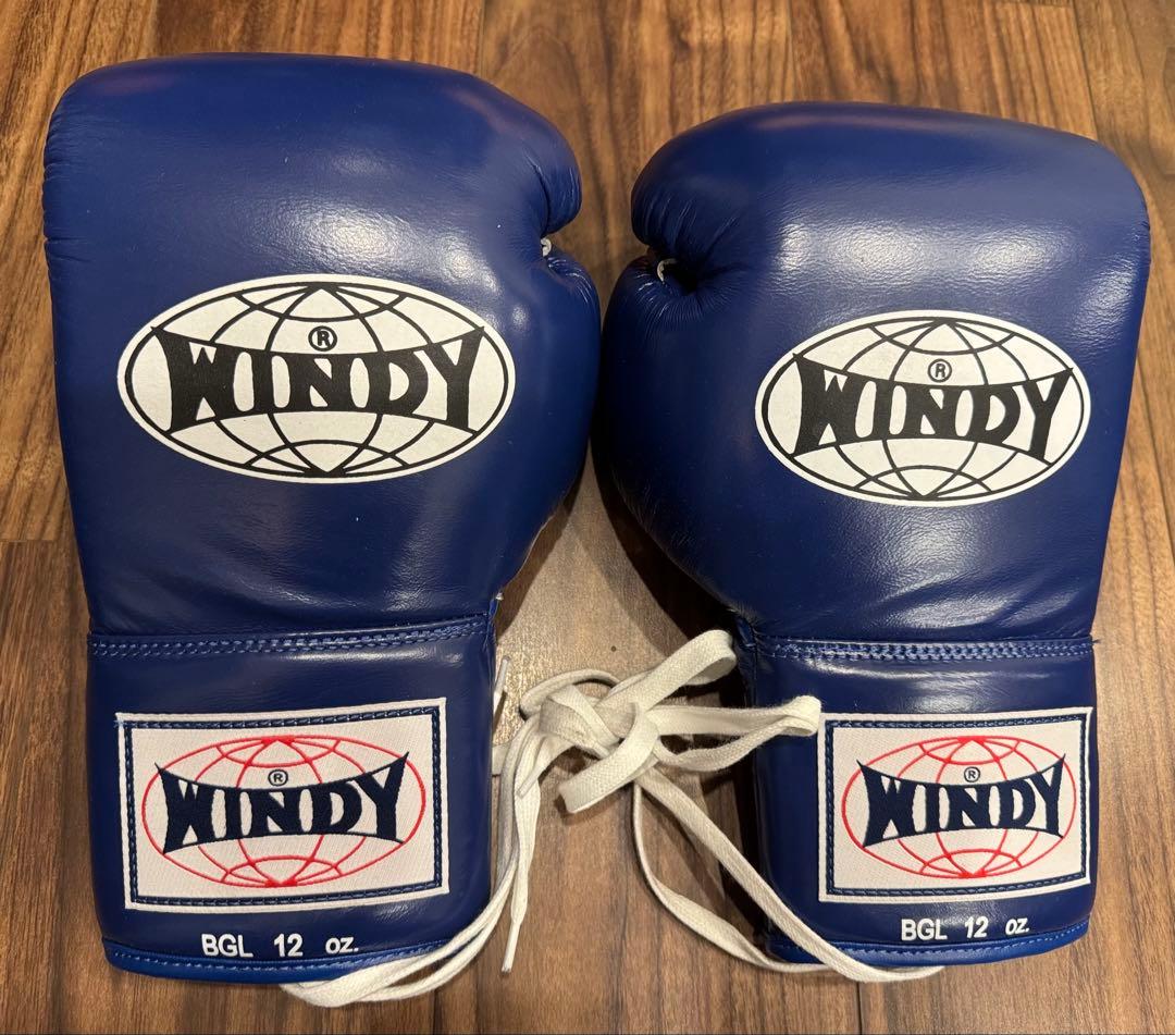 新品　WINDY ボクシンググローブ 12 oz 青　ヒモ式