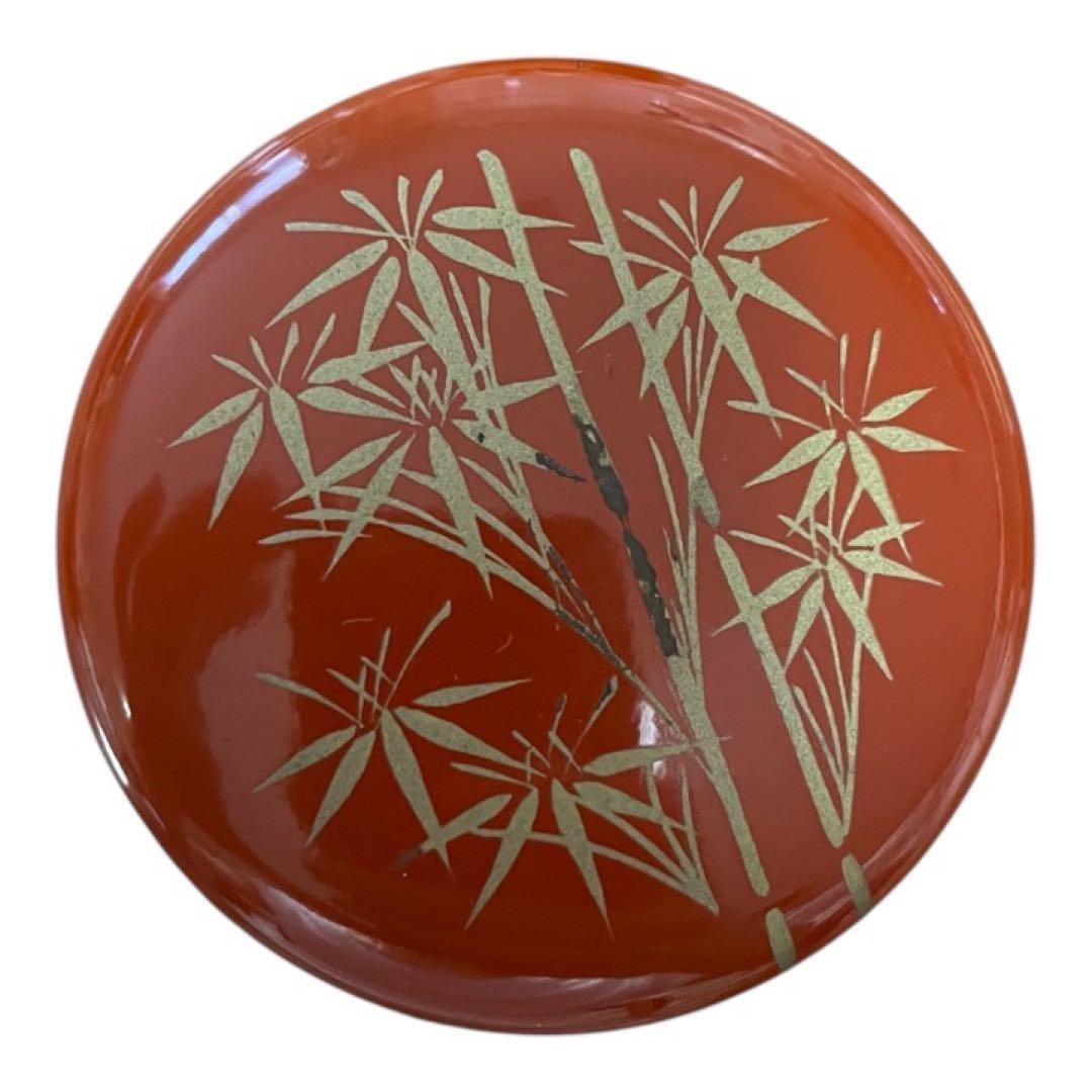 オレンジ色の竹模様の棗